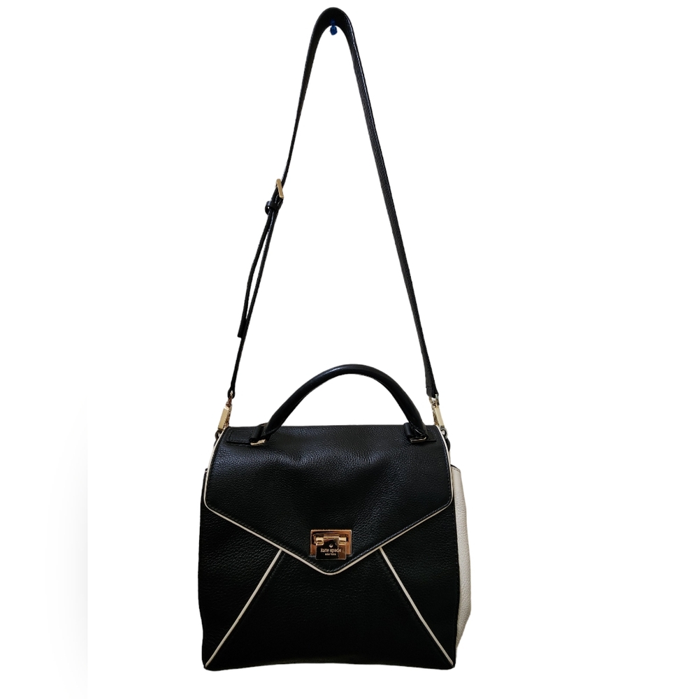 KATE SPADE Satchel / Crossbody Bag Color- Black/Cream exterior, Pink interior